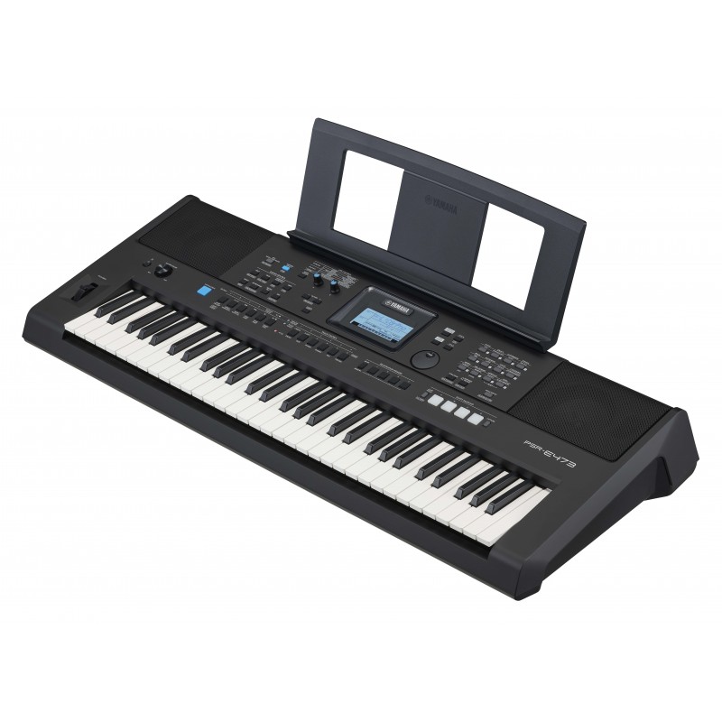 Yamaha PSR-E473 - widok z prawej z pulpitem