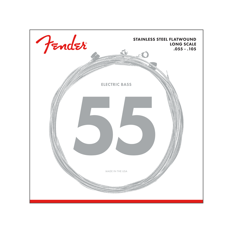 Fender Stainless 9050's Bass Strings, Stainless Steel Flatwound, 9050M .055-.105 Gauges, (4) - 1
