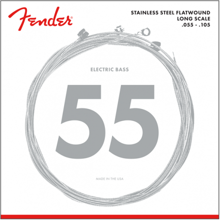 Fender Stainless 9050's Bass Strings, Stainless Steel Flatwound, 9050M .055-.105 Gauges, (4) - 1