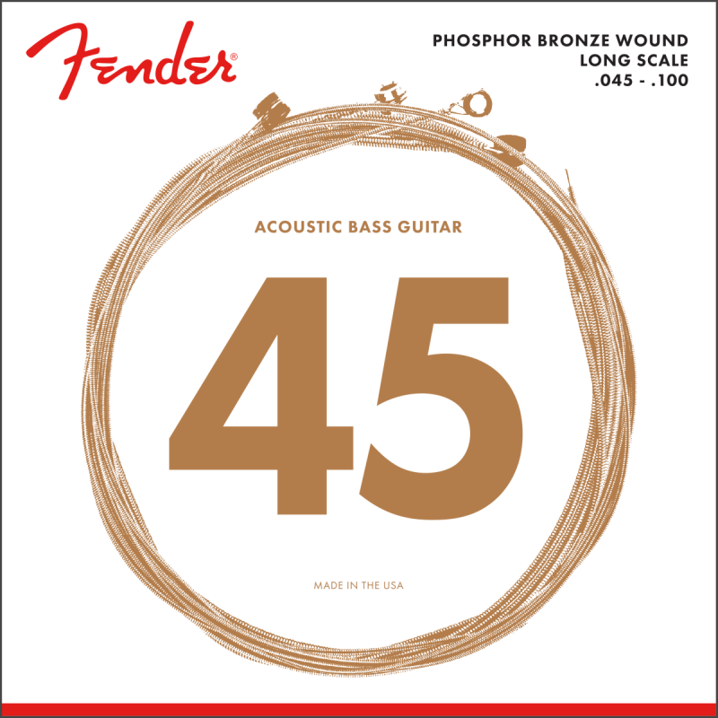 Fender 8060 Acoustic Bass Strings, Phosphor Bronze, Long Scale, .45-.100 Gauges, (4) - 1