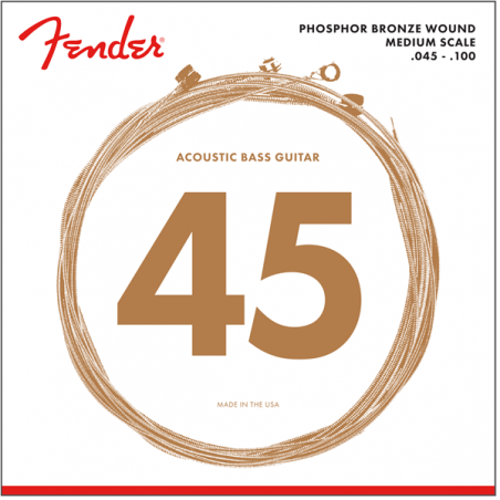 Fender 7060 Acoustic Bass Strings, Phosphor Bronze, .45-.100 Gauges, (4) - 1