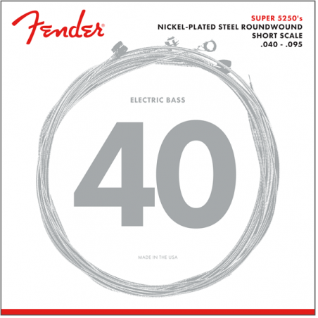 Fender Super 5250 Bass Strings, Nickel-Plated Steel Roundwound, Short Scale, 5250XL .040-.095 Gauges, (4) - 1