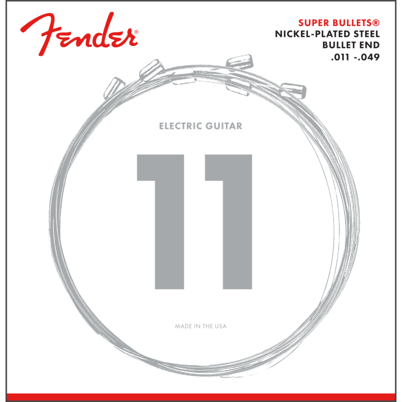Fender Super Bullet Strings, Nickel Plated Steel, Bullet End, 3250M Gauges .011-.049, (6) - 1