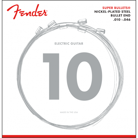 Fender Super Bullet Strings, Nickel Plated Steel, Bullet End, 3250R Gauges .010-.046, (6) - 1