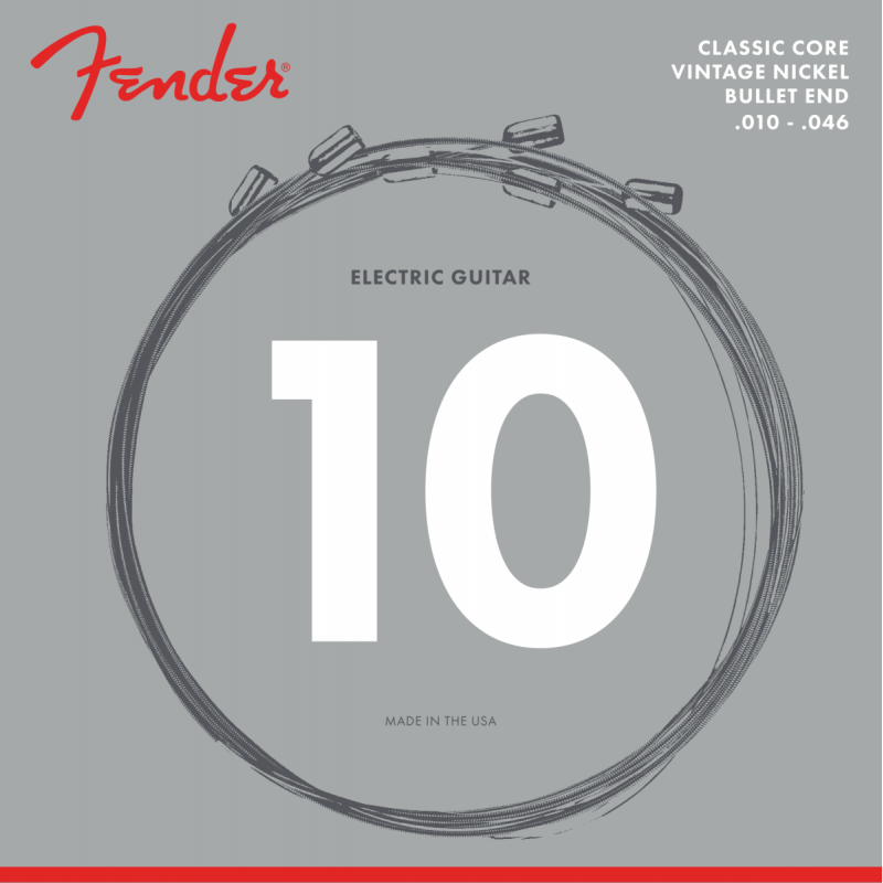 Fender Classic Core Electric Guitar Strings, 3155R, Vintage Nickel, Bullet Ends (.010-.046) - 1 Fender Classic Core Electric Guitar Strings, 3155R, Vintage Nickel, Bullet Ends (.010-.046) - 1