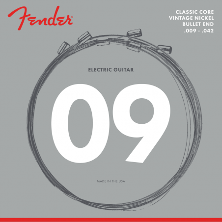 Fender Classic Core Electric Guitar Strings, 3155L, Vintage Nickel, Bullet Ends (.009-.042) - 1