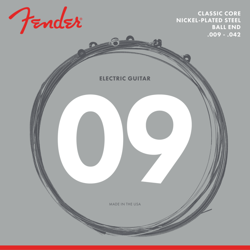 Fender Classic Core Electric Guitar Strings, 255L, Nickel-Plated Steel, Ball Ends (.009-.042) - 1