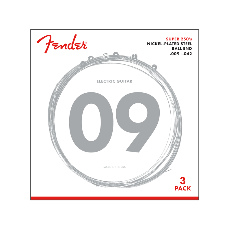 Fender Super 250L NPS Ball End Strings (.009-.042 Gauges) 3-Pack - 2