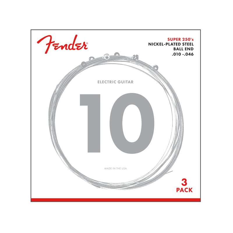 Fender Super 250R NPS Ball End Strings (.010-.046 Gauges) 3-Pack - 1