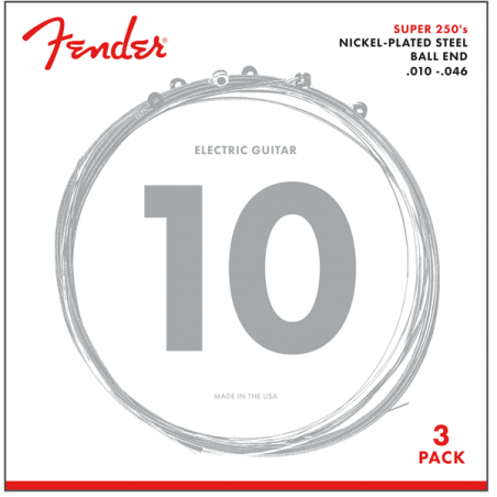 Fender Super 250R NPS Ball End Strings (.010-.046 Gauges) 3-Pack - 1