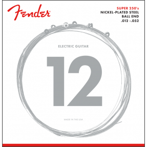 Fender Super 250 Guitar Strings, Nickel Plated Steel, Ball End, 250H Gauges .012-.052, (6) - 1