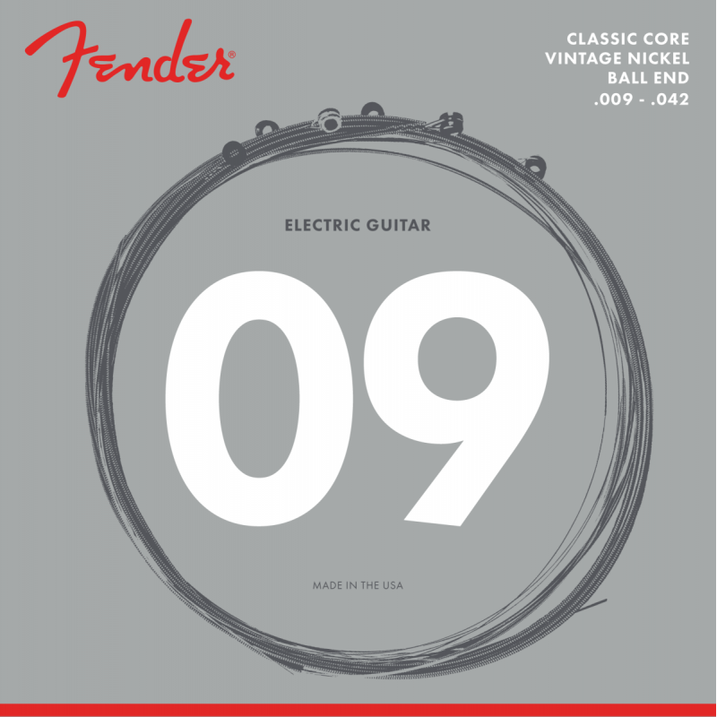 Fender Classic Core Electric Guitar Strings, 155L, Vintage Nickel, Ball Ends (.009-.042) - 1 Fender Classic Core Electric Guitar Strings, 155L, Vintage Nickel, Ball Ends (.009-.042) - 1
