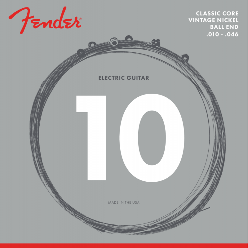 Fender Classic Core Electric Guitar Strings, 155R, Vintage Nickel, Ball Ends (.010-.046) - 1 Fender Classic Core Electric Guitar Strings, 155R, Vintage Nickel, Ball Ends (.010-.046) - 1