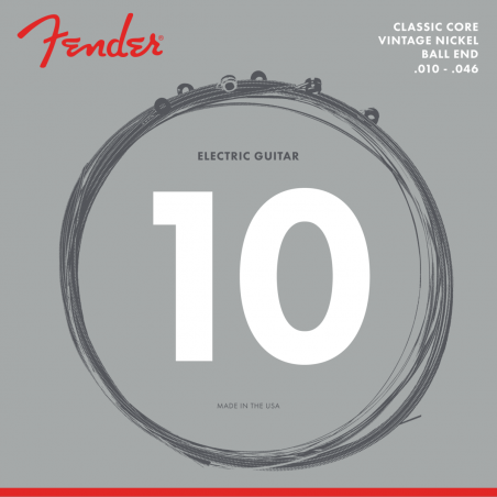 Fender Classic Core Electric Guitar Strings, 155R, Vintage Nickel, Ball Ends (.010-.046) - 1