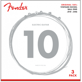 Fender Original 150 Guitar Strings, Pure Nickel Wound, Ball End, 150R .010-.046 Gauges, 3-Pack - 1
