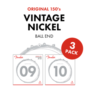 Fender Original 150 Guitar Strings, Pure Nickel Wound, Ball End, 150L .009-.042 Gauges, 3-Pack - 1