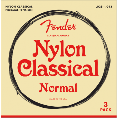 Fender Nylon Acoustic Strings, 100 Clear/Silver, Tie End, Gauges .028-.043, 3-Pack - 1