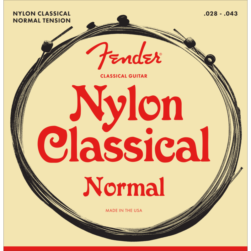 Fender Nylon Acoustic Strings, 130 Clear/Silver, Ball End, Gauges .028-.043, (6) - 1