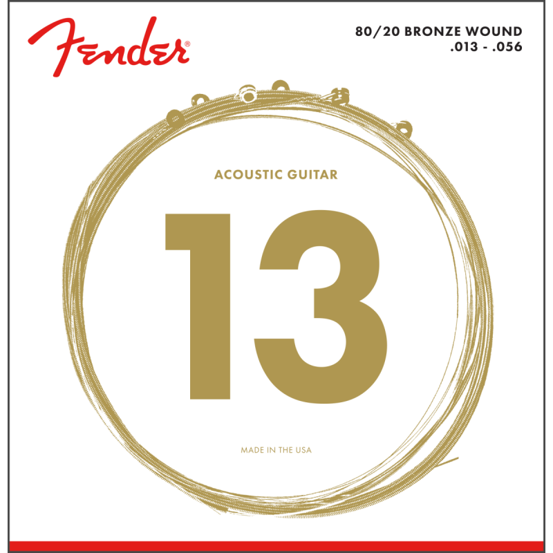 Fender 80/20 Bronze Acoustic Strings, Ball End, 70M .013-.056 Gauges, (6) - 1