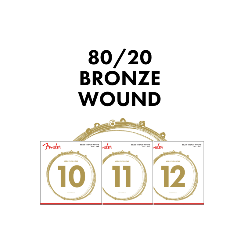 Fender 80/20 Bronze Acoustic Strings, Ball End, 70XL .010-.048 Gauges, (6) - 1 Fender 80/20 Bronze Acoustic Strings, Ball End, 70XL .010-.048 Gauges, (6) - 1