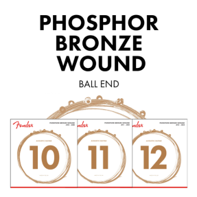 Fender Phosphor Bronze Acoustic Guitar Strings, Ball End, 60XL .010-.048 Gauges, (6) - 1