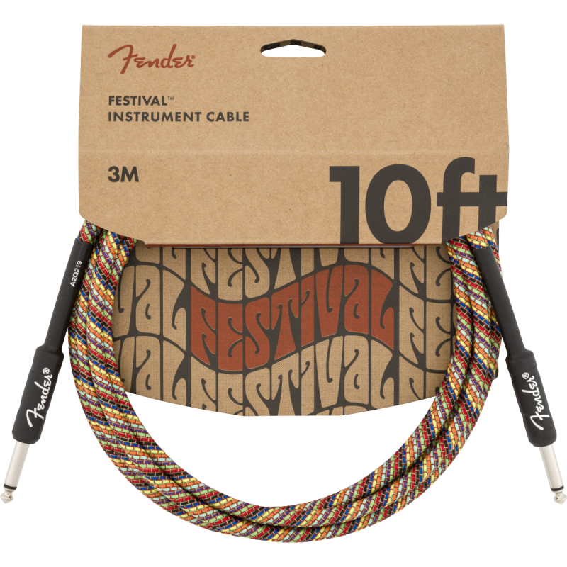 Fender 10' Festival Instrument Cable, Pure Hemp, Rainbow - 3