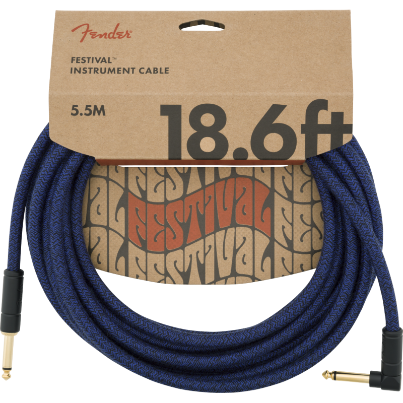 Fender 18.6' Angled Festival Instrument Cable, Pure Hemp, Blue Dream - 4