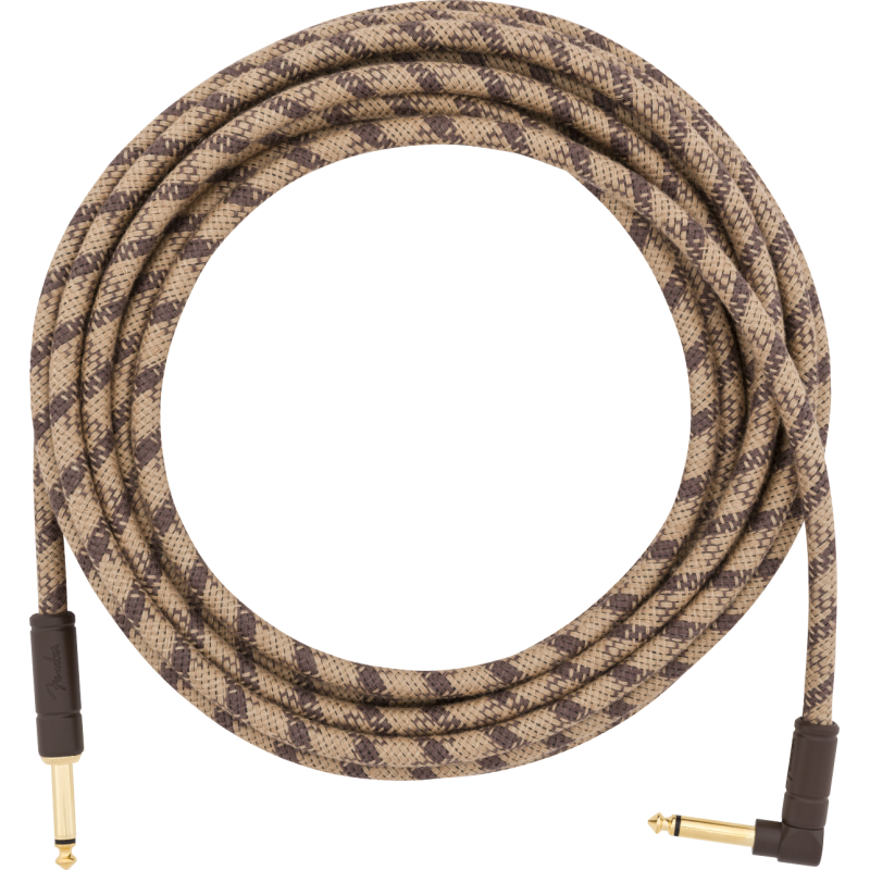 Fender 18.6' Angled Festival Instrument Cable, Pure Hemp, Brown Stripe - 1