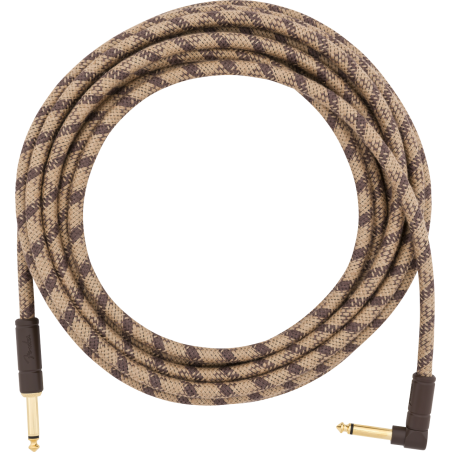 Fender 18.6' Angled Festival Instrument Cable, Pure Hemp, Brown Stripe - 1