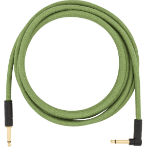 Fender 10' Angled Festival Instrument Cable, Pure Hemp, Green - 1