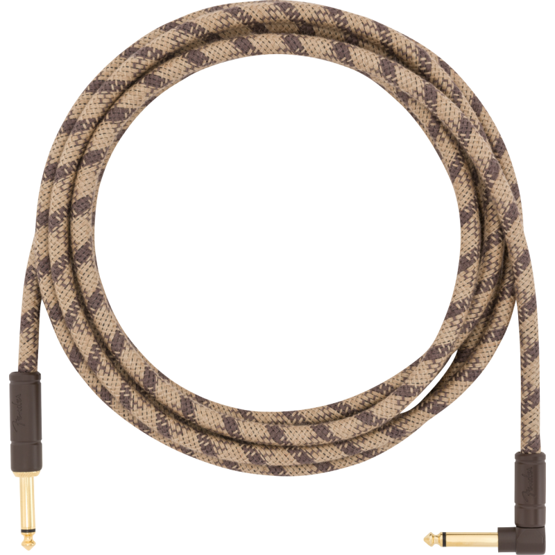 Fender 10' Angled Festival Instrument Cable, Pure Hemp, Brown Stripe - 1 Fender 10' Angled Festival Instrument Cable, Pure Hemp, Brown Stripe - 1