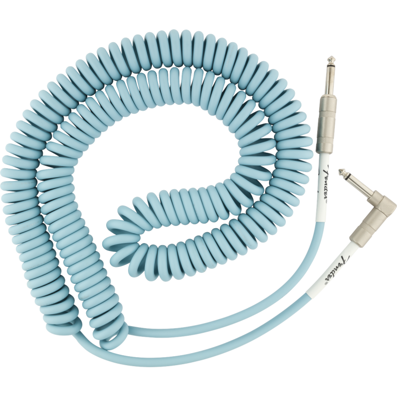 Fender Original Series Coil Cable, Straight-Angle, 30', Daphne Blue - 1