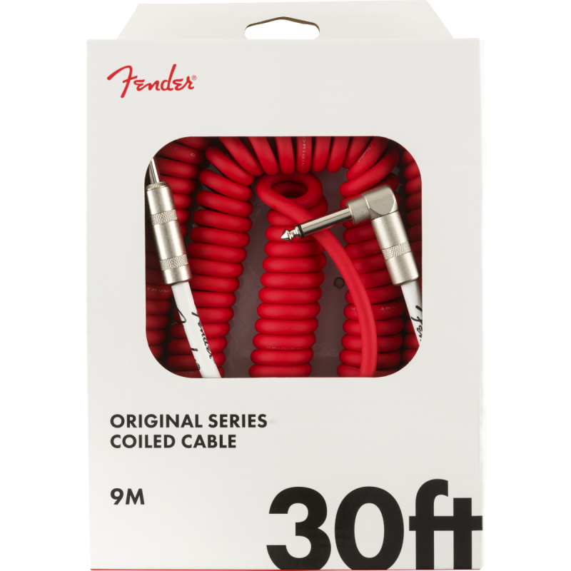 Fender Original Series Coil Cable, Straight-Angle, 30', Fiesta Red - 2 Fender Original Series Coil Cable, Straight-Angle, 30', Fiesta Red - 2