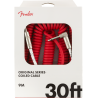 Fender Original Series Coil Cable, Straight-Angle, 30', Fiesta Red - 2 Fender Original Series Coil Cable, Straight-Angle, 30', Fiesta Red - 2