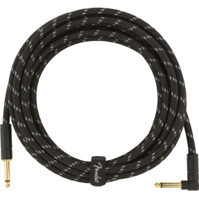 Fender Deluxe Series Instrument Cable, Straight/Angle, 15' Black Tweed - 1