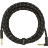 Fender Deluxe Series Instrument Cable, Straight/Angle, 15' Black Tweed - 1 Fender Deluxe Series Instrument Cable, Straight/Angle, 15' Black Tweed - 1