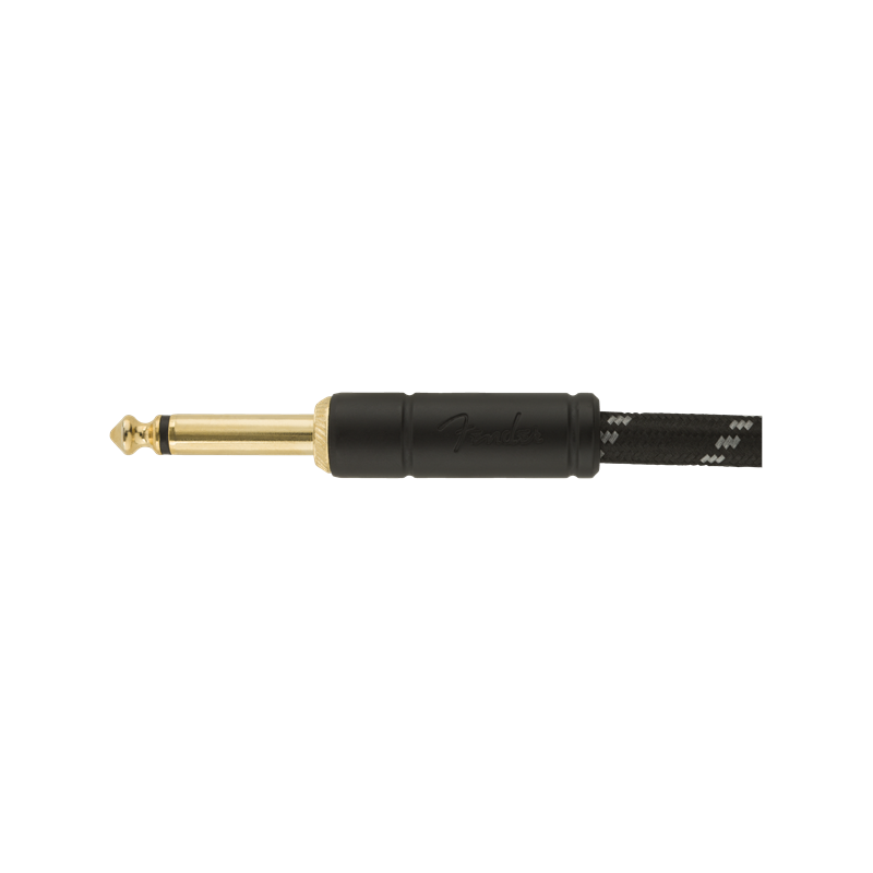 Fender Deluxe Series Instrument Cable, Straight/Angle, 15' Black Tweed - 2 Fender Deluxe Series Instrument Cable, Straight/Angle, 15' Black Tweed - 2