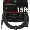 Fender Deluxe Series Instrument Cable, Straight/Angle, 15' Black Tweed - 4 Fender Deluxe Series Instrument Cable, Straight/Angle, 15' Black Tweed - 4