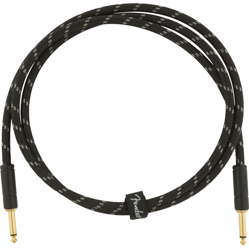 Fender Deluxe Series Instruments Cable, Straight/Straight, 5', Black Tweed - 1