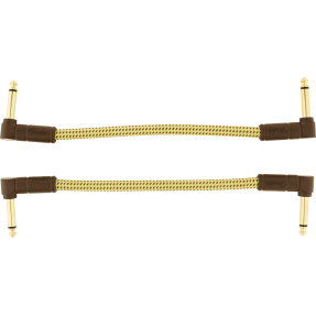 Fender Deluxe Series Instrument Cables (2-Pack), Angle/Angle, 6", Tweed - 1