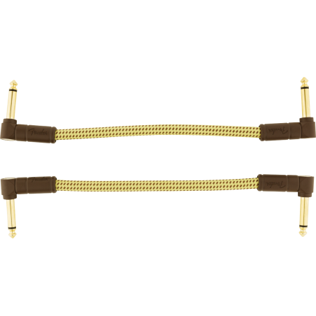 Fender Deluxe Series Instrument Cables (2-Pack), Angle/Angle, 6", Tweed - 1