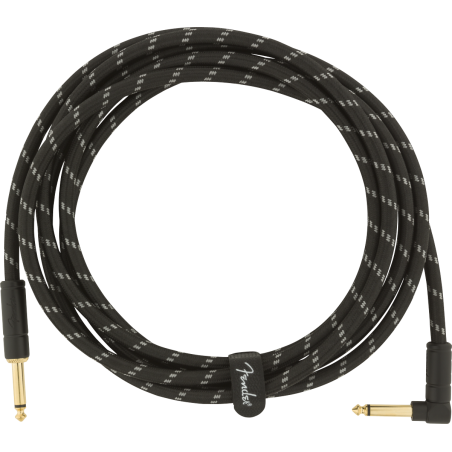 Fender Deluxe Series Instrument Cable, Straight/Angle, 10', Black Tweed - 1