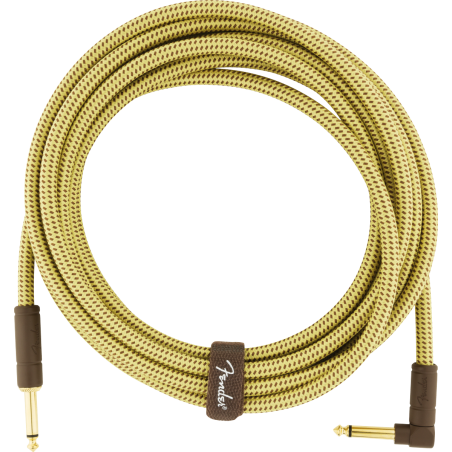 Fender Deluxe Series Instrument Cable, Straight/Angle, 15', Tweed - 1