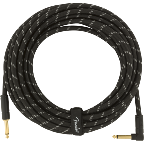 Fender Deluxe Series Instrument Cable, Straight/Angle, 25', Black Tweed - 1