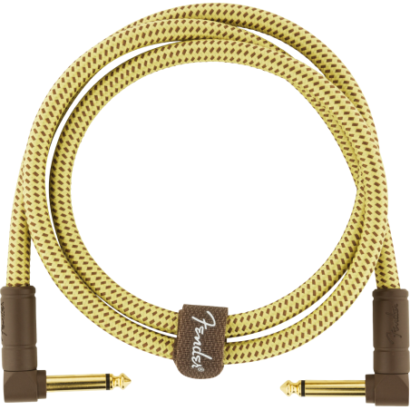 Fender Deluxe Series Instrument Cable, Angle/Angle, 3', Tweed - 1