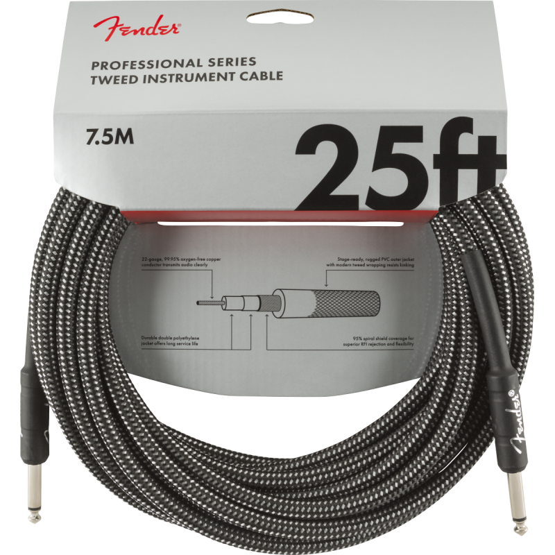 Fender Professional Series Instrument Cable, 25', Gray Tweed - 3