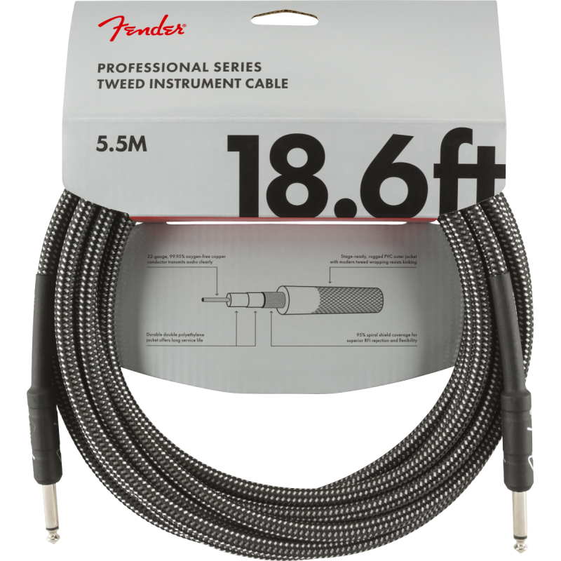 Fender Professional Series Instrument Cable, 18.6', Gray Tweed - 3