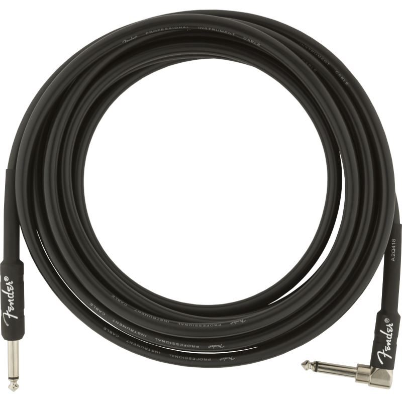Fender Professional Series Instrument Cables, Straight/Angle, 15', Black - 1