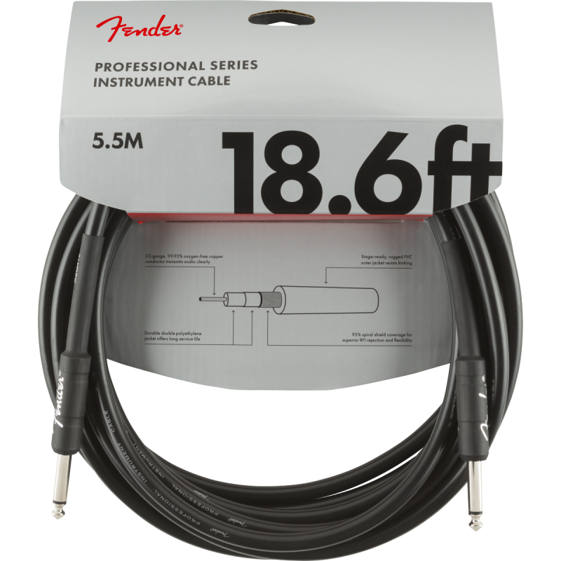 Fender Professional Series Instrument Cable, Straight/Straight, 18.6', Black - 3