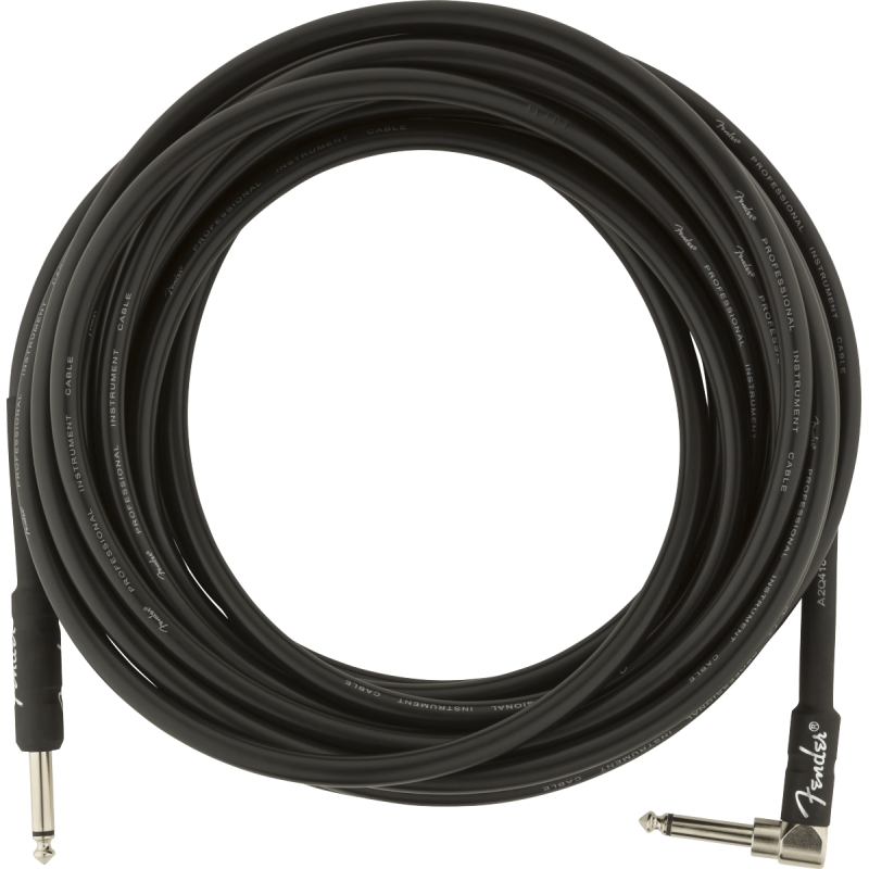 Fender Professional Series Instrument Cables, Straight/Angle, 25', Black - 1